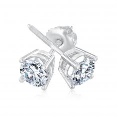 1 1/2ctw Round Lab Grown Diamond Solitaire 14k White Gold Stud Earrings