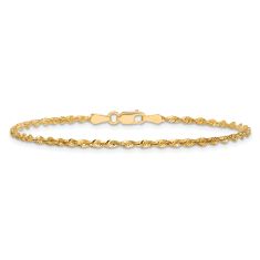 Extra-Light Diamond-Cut Rope 14k Yellow Gold Chain Bracelet 2mm