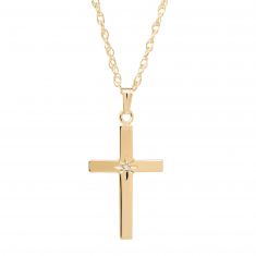 Gold-Filled and Diamond Cross Pendant Necklace