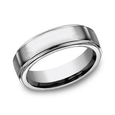 Grey Titanium 7mm High Polish Drop Edge Wedding Band
