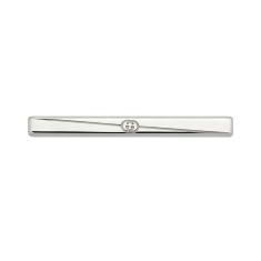 Gucci Tag Interlocking G Sterling Silver Tie Bar