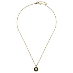 Gucci Interlocking Diamond Accent Black Onyx Yellow Gold Pendant Necklace