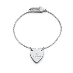 Gucci Sterling Silver Trademark Heart Motif Bracelet