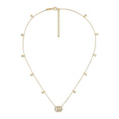 Gucci Yellow Gold Running GG Diamond Necklace 1/5ctw