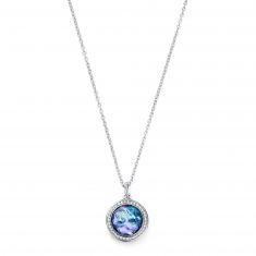 IPPOLITA Mini Silver Pendant Necklace with Diamonds in Lapis Triplet 1/8ctw - LOLLIPOP
