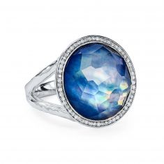 IPPOLITA Silver Ring with Diamonds in Lapis Triplet 1/5ctw - Size 7 - LOLLIPOP