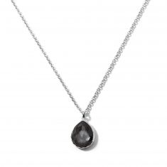 IPPOLITA Mini Silver Teardrop Pendant Necklace in Hematite Doublet - ROCK CANDY