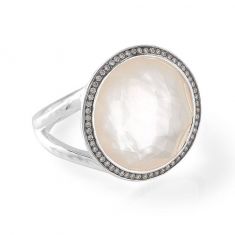 IPPOLITA Silver Ring with Diamonds in Mother-of-Pearl 1/4ctw - Size 7 - LOLLIPOP