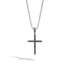 Men's John Hardy Classic Chain Cross Pendent Necklace in Sterling Silver
