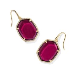 Kendra Scott Daphne Pave Frame Drop Earrings in Berry Mica