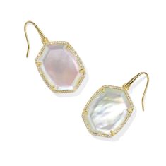 Kendra Scott Daphne Pave Frame Drop Earrings in Iridescent Ivory Illusion