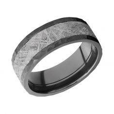 Lashbrook Black Zirconium with Meteorite Inlay Flat Comfort Fit Band, 8mm