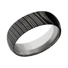 Lashbrook Damascus Steel with Acid Finish Domed Comfort Fit Band, 7mm