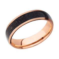 Lashbrook Rose Gold with Black Dinosaur Bone Inlay Comfort Fit Band, 6mm