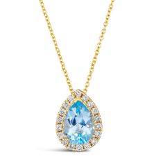 Le Vian® 1/3ctw Nude Diamonds™ and Blue Topaz 14k Honey Gold™ Pendant Necklace
