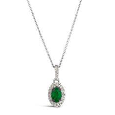 Le Vian® 1/5ctw Nude Diamonds™ and Costa Smeralda Emeralds™ 14k Vanilla Gold® Pendant Necklace