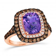 Le Vian® 7/8ctw Chocolate Diamonds® and Nude Diamonds™ Grape Amethyst™ 14k Strawberry Gold® Ring