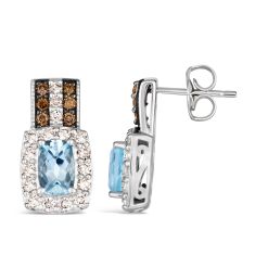 Le Vian® 5/8ctw Chocolate Diamonds® and Nude Diamonds™ Blue Topaz 14k Vanilla Gold® Earrings