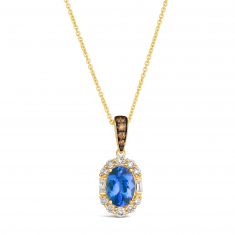 Le Vian® 1/3ctw Vanilla Diamonds® and Chocolate Diamonds® Blueberry Tanzanite® Chocolatier® 14k Honey Gold™ Pendant Necklace