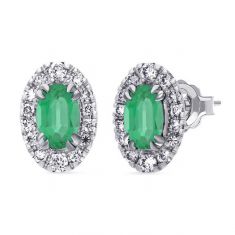 Le Vian® 1/3ctw Nude Diamonds™ and Costa Smeralda Emeralds™ 14k Vanilla Gold® Earrings