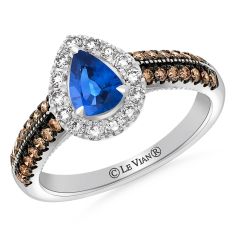 Le Vian® Pear Cornflower Sapphire™ 5/8ctw Chocolate Diamonds® and Nude Diamonds™ 14k Vanilla Gold® Ring