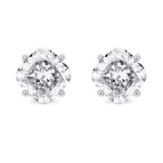 Lightbox 2ctw Cushion Lab Grown Diamond White Gold Solitaire Stud Earrings