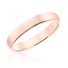 Low Dome 10k Rose Gold Wedding Band 3mm