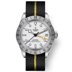 Black Bay Pro Opaline White Dial Black with Yellow Band Fabric Strap Watch 39mm - M79470-0005