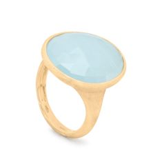 Marco Bicego 18k Yellow Gold Aquamarine Cocktail Ring - Lunaria Collection - Size 7