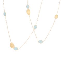 Marco Bicego 18k Yellow Gold Aquamarine Long Necklace - Lunaria Collection