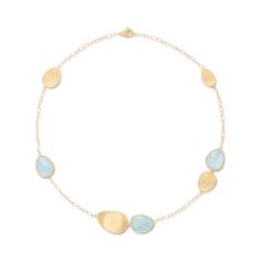 Marco Bicego 18k Yellow Gold Aquamarine Necklace - Lunaria Collection