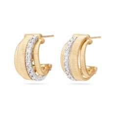 Marco Bicego 18k Yellow Gold Coil and Diamond Huggie Earrings - Masai Collection