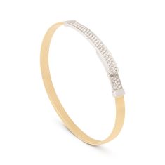 Marco Bicego 18k Yellow Gold Coil and Diamond Pave Bangle Bracelet, Thin - Masai Collection