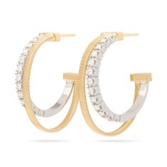 Marco Bicego 18k Yellow Gold Double Hoop Earrings With Diamonds - Masai Collection