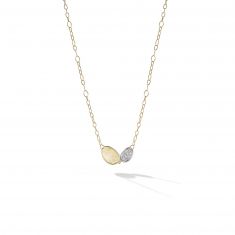 Marco Bicego Yellow Gold and 1/10ctw Diamond Petite Double Leaf Necklace - Lunaria Collection