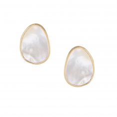 Marco Bicego Yellow Gold Mother-of-Pearl Stud Earrings - Lunaria Collection