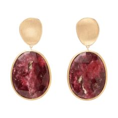 Marco Bicego Lunaria Thulite Yellow Gold Double Drop Earrings