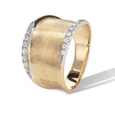 Marco Bicego Yellow Gold and 1/8ctw Diamond Small Ring | Lunaria Collection | Size 7