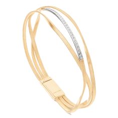 Marco Bicego Marrakech 1/5ctw Diamond Bar 3-Strand Yellow Gold Bangle Bracelet