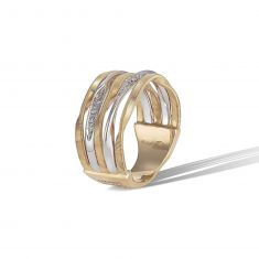 Marco Bicego Yellow Gold and 1/10ctw Diamond Small Multi Strand Ring | Marrakech Onde Collection | Size 7