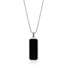 Men's Black Onyx and Black Spinel Sterling Silver Pendant Necklace