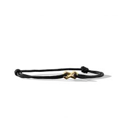 Men's David Yurman Infinity Link Black Cord Bracelet with 18K Yellow Gold