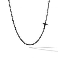 Men's David Yurman Pave Cross Necklace with Treated Black Diamonds