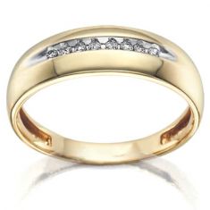 1/8ctw Round Diamond Yellow Gold Band | Men's