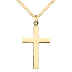 Men's Gold-Filled Cross Pendant and Yellow-Tone Stainless Steel Chain Necklace