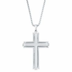 Men's Stainless Steel Cross Pendant Necklace