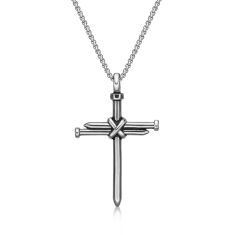 Men's Stainless Steel Nails Cross Pendant Necklace