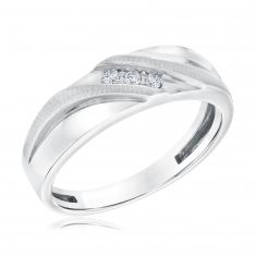 1/10ctw Diamond Three-Stone Diagonal White Gold Band | Men's