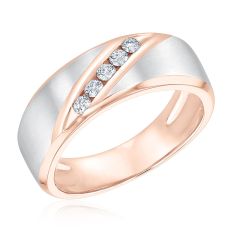 1/4ctw Diamond 10k Rose and White Gold Diagonal Row Wedding Band