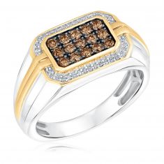 1/2ctw Champagne Diamond and Diamond Two-Tone Ring | Men's